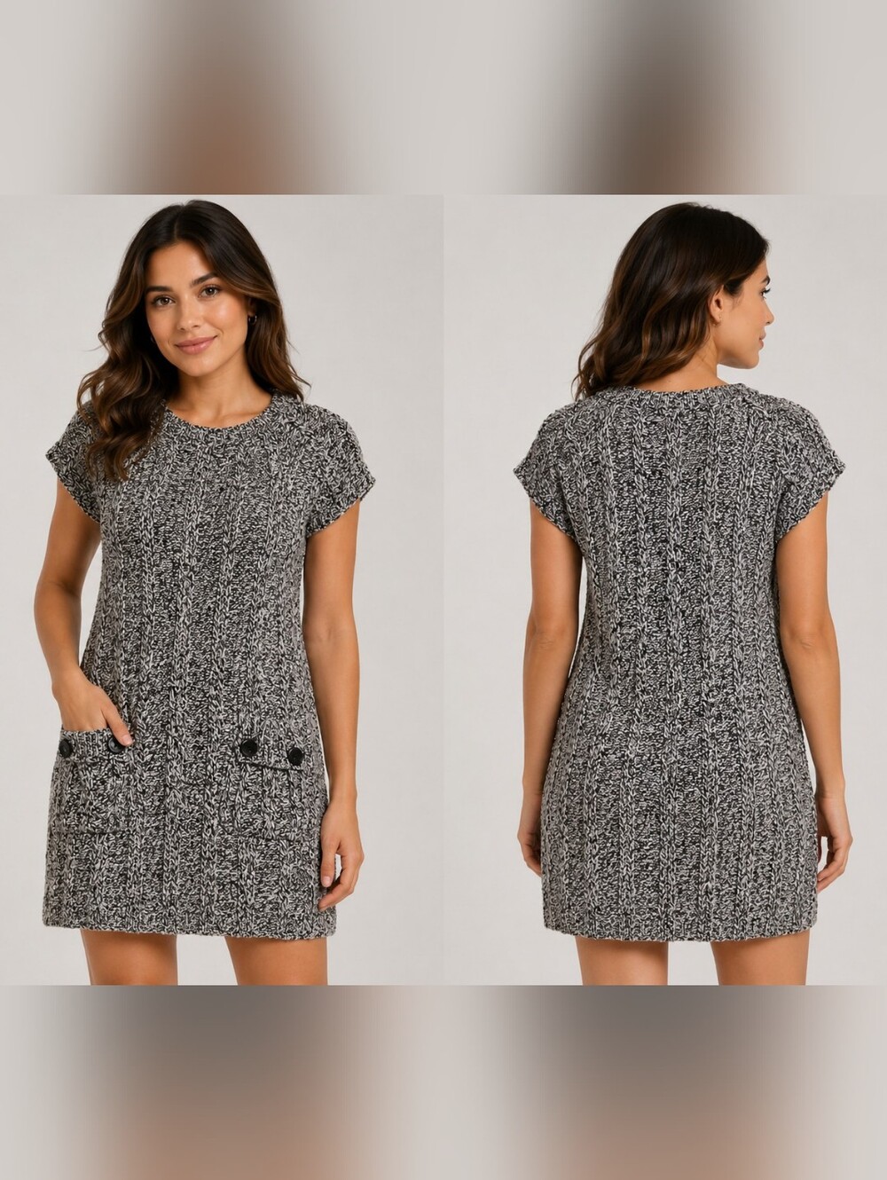 Style & Co. Black and White Marled Chunky Knit Style Sweater Dress. Y2K size XL - Picture 1 of 5